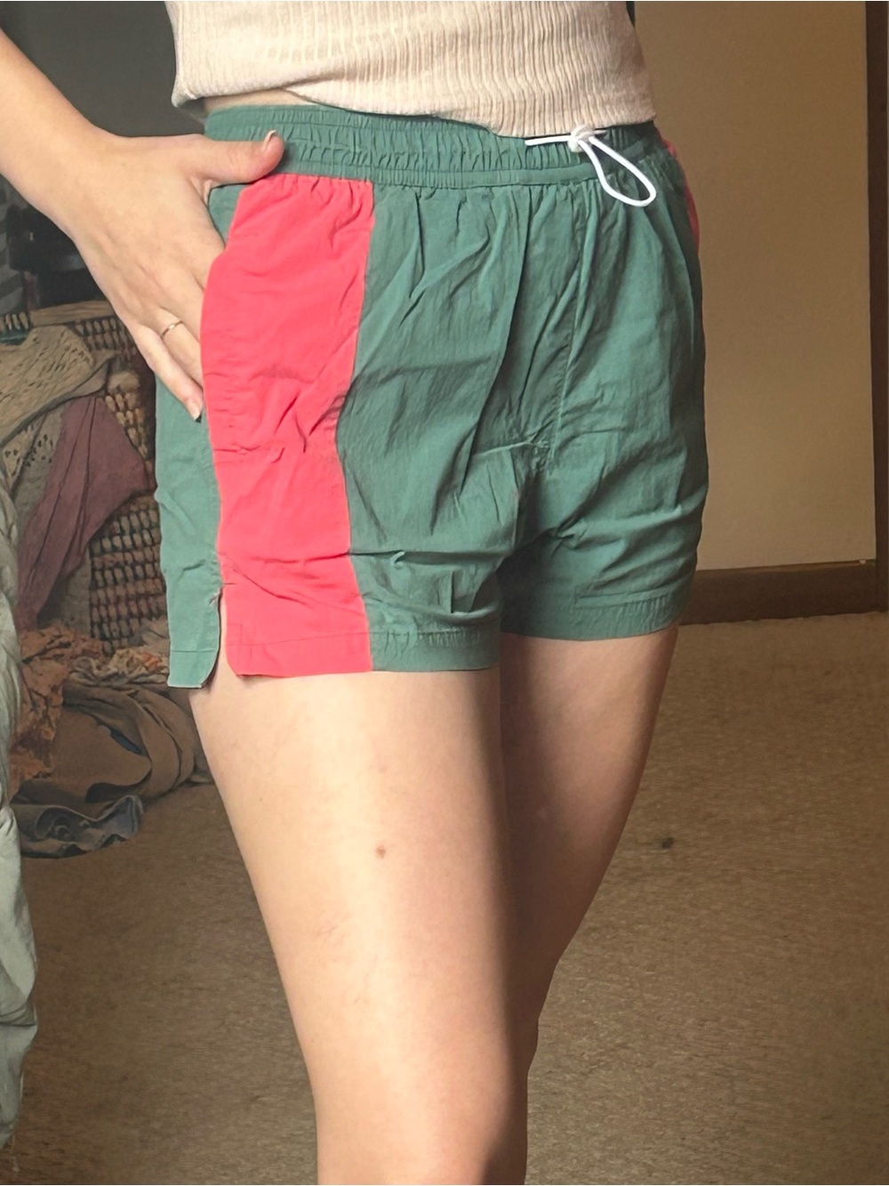 wild fable Green and Coral Athletic Colorblock Shorts